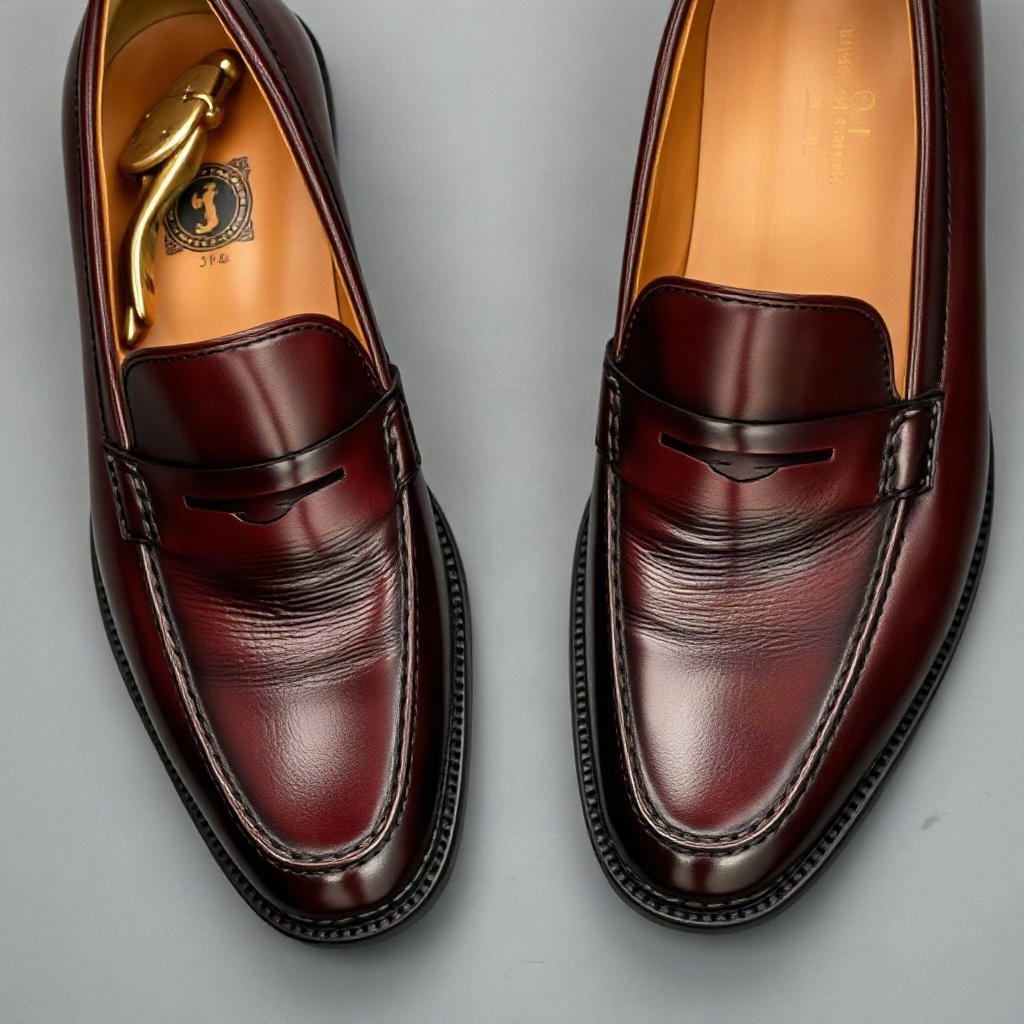 polished leather loafers flatlay