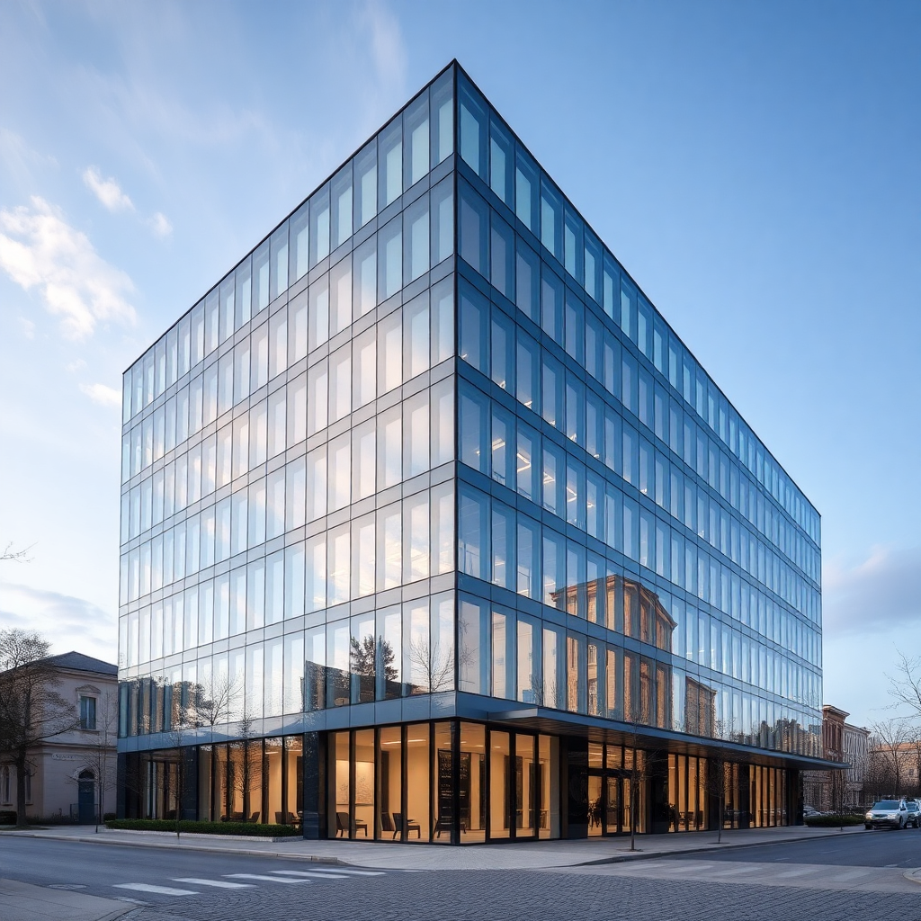 modern office building commercial real estate exterior Warsaw glass steel architecture
