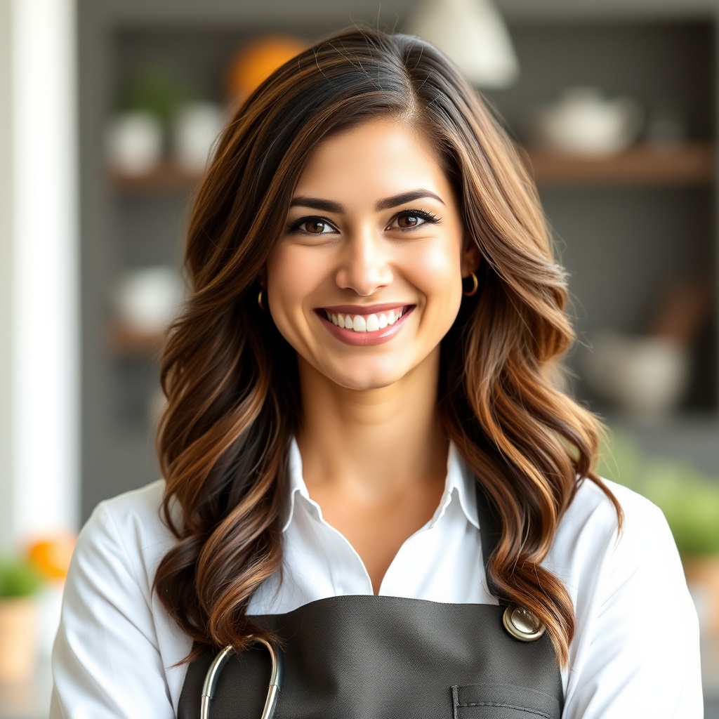 portrait of a smiling female dietitian, professional headshot
