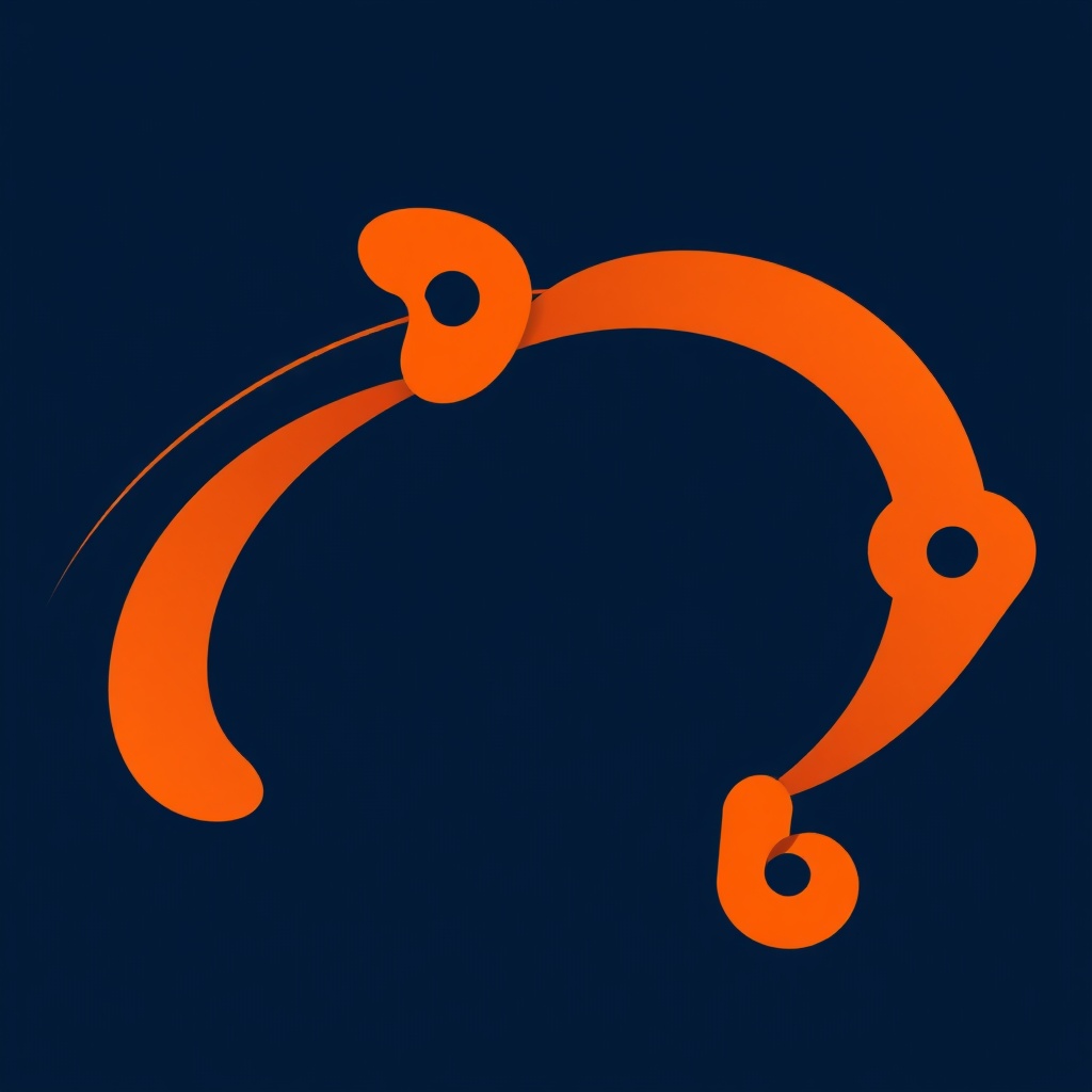 Clean minimalistisches Vektor-Icon, das den Stoffwechselzyklus zeigt, marineblaue und orangefarbene Linien