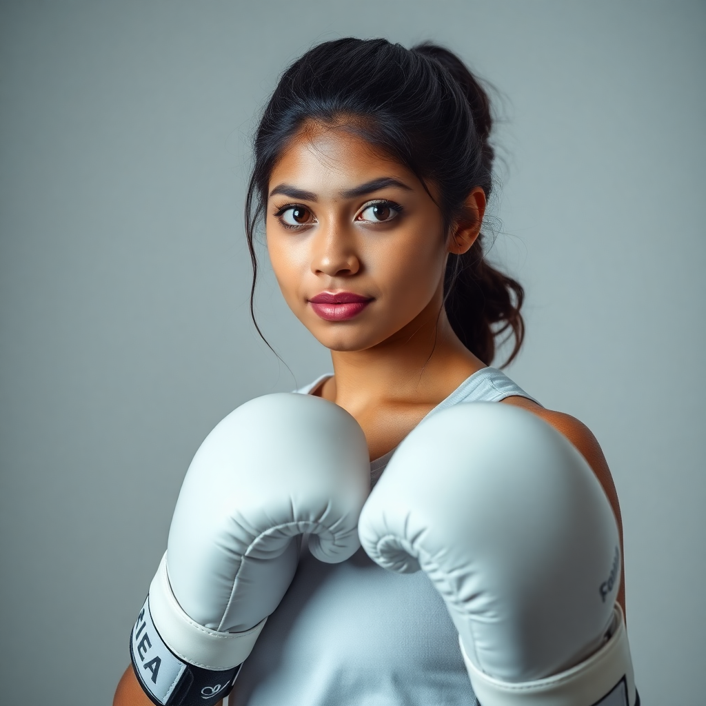 young Indian female kickboxing athlete in sports gear professional portrait sports photography confi