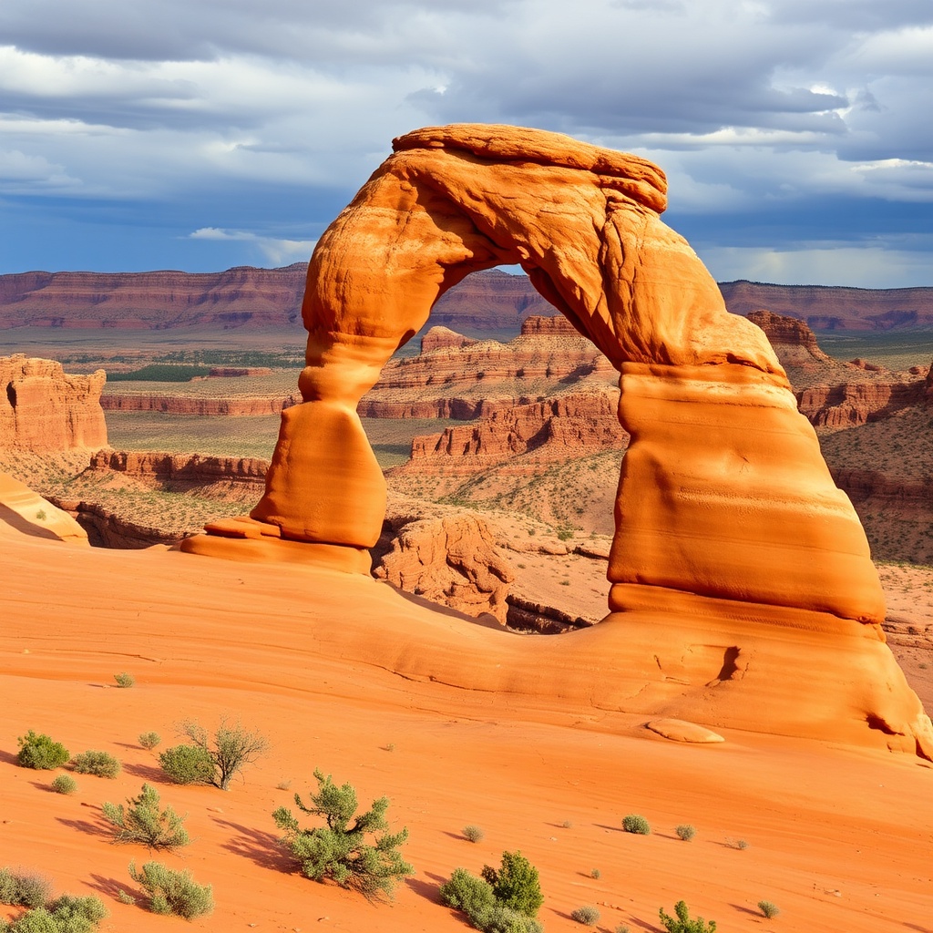 Utah red rock desert landscape Arches National Park dramatic scenic view, public lands conservation