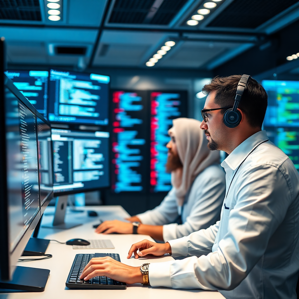 Decision Intelligent enterprise IT team collaborating in a modern office
