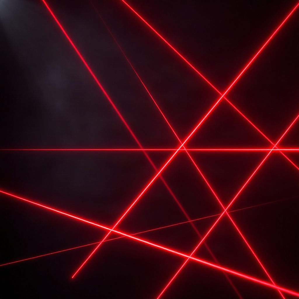 dark cinematic background with red laser lines and abstract geometric shapes, luxury aesthetic