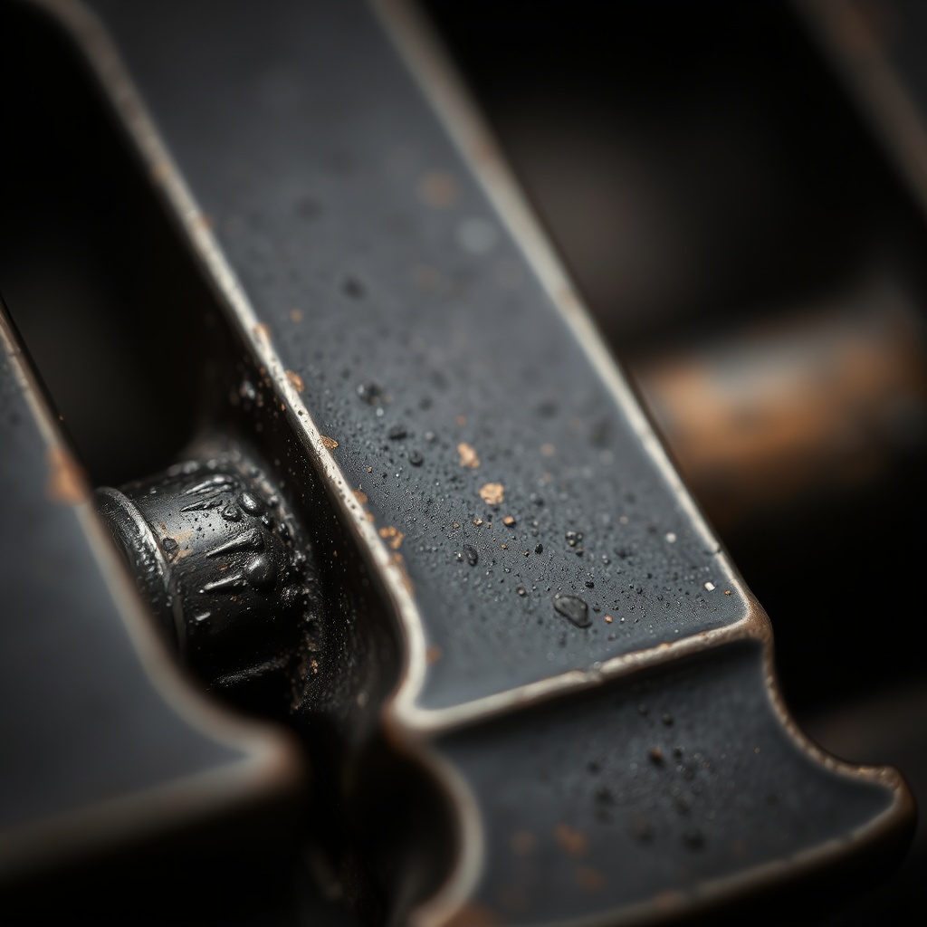 macro photography of a vintage metal letterpress letter, ink textures, high contrast, industrial art
