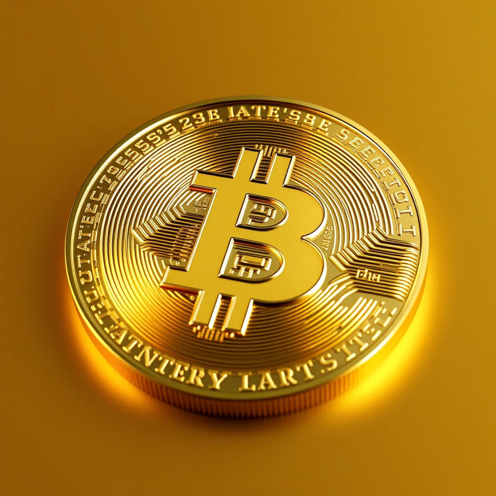 gold bitcoin coin, 3d render, high quality, shiny