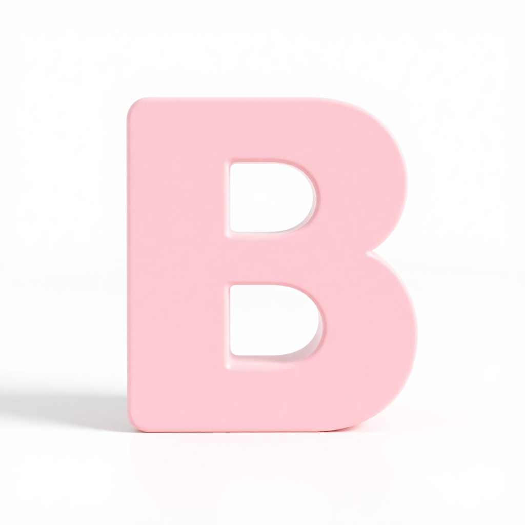 small wooden alphabet block letter B, Scandinavian toy design, soft sky blue and bubblegum pink, smo