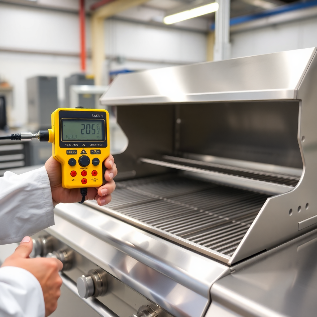 quality control measurement instruments testing BBQ grill components, industrial inspection laborato
