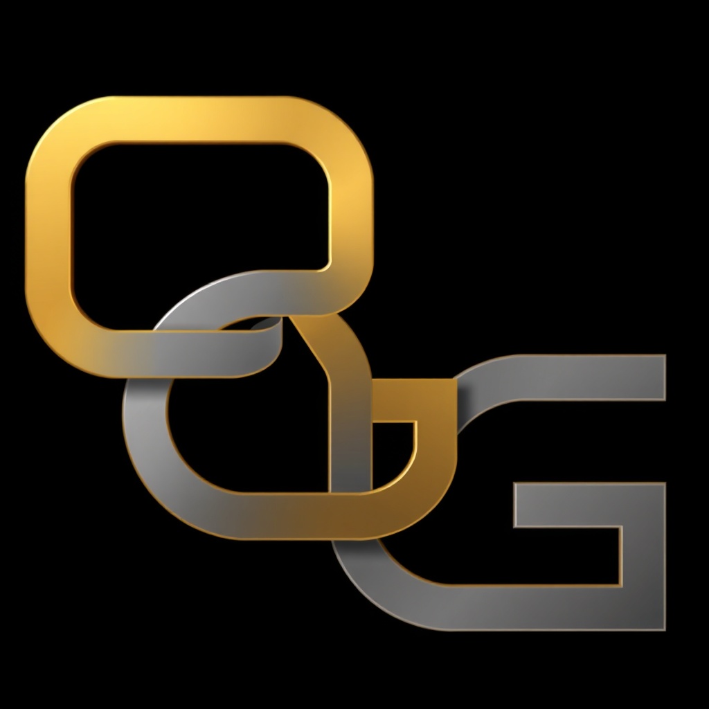 minimalist gold and silver GR monogram on dark background, luxury logo