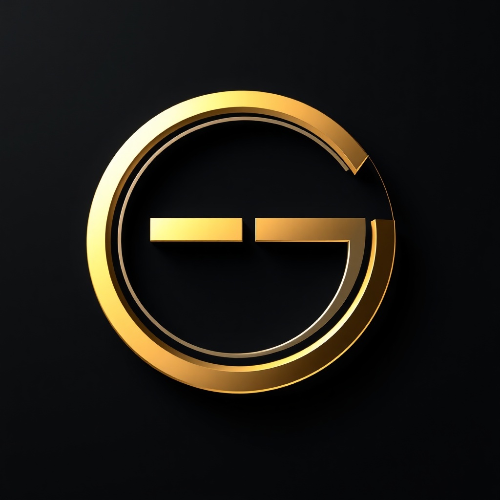 minimalist gold and silver GR monogram on dark background, luxury logo