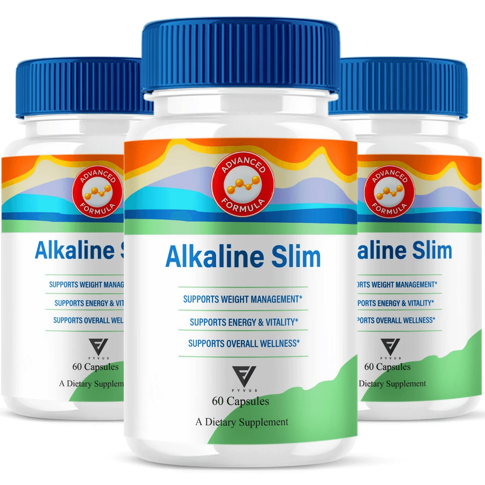 Alkaline Slim supplement bottle – front label