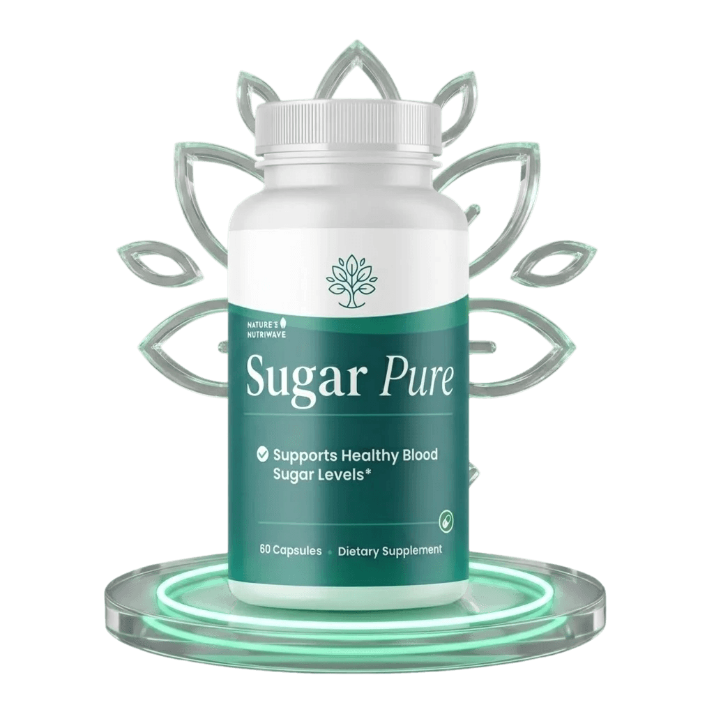 SugarPure supplement bottle — supports healthy blood sugar levels, 60 capsules