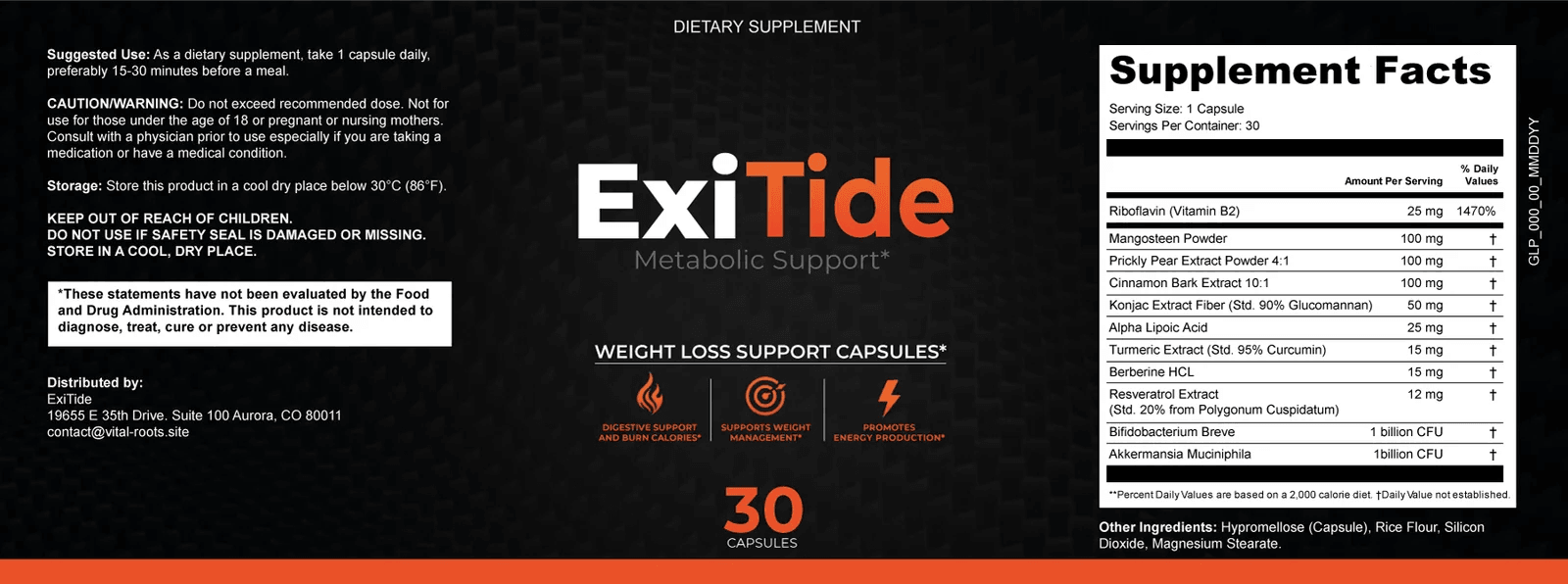 ExiTide metabolic support supplement bottle