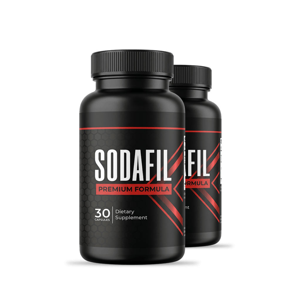 Single black SodaFil bottle on white background, premium photography