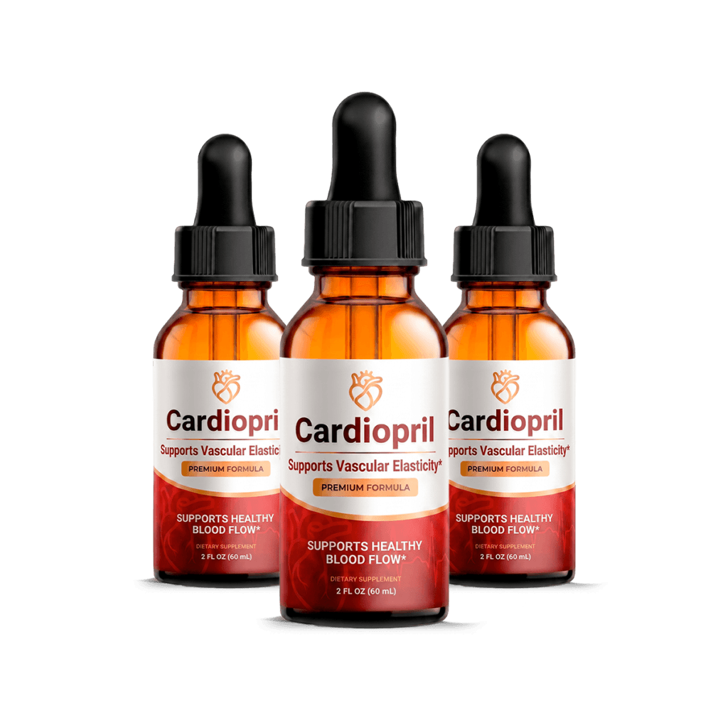 Cardiopril liquid cardiovascular supplement — 3 bottle bundle, hero product shot