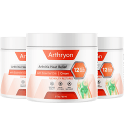 Arthryon arthritis heat relief cream two jars product shot bundled together, white round containers