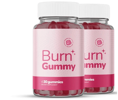 2 pink supplement gummy bottles, glossy label, white background, product photography