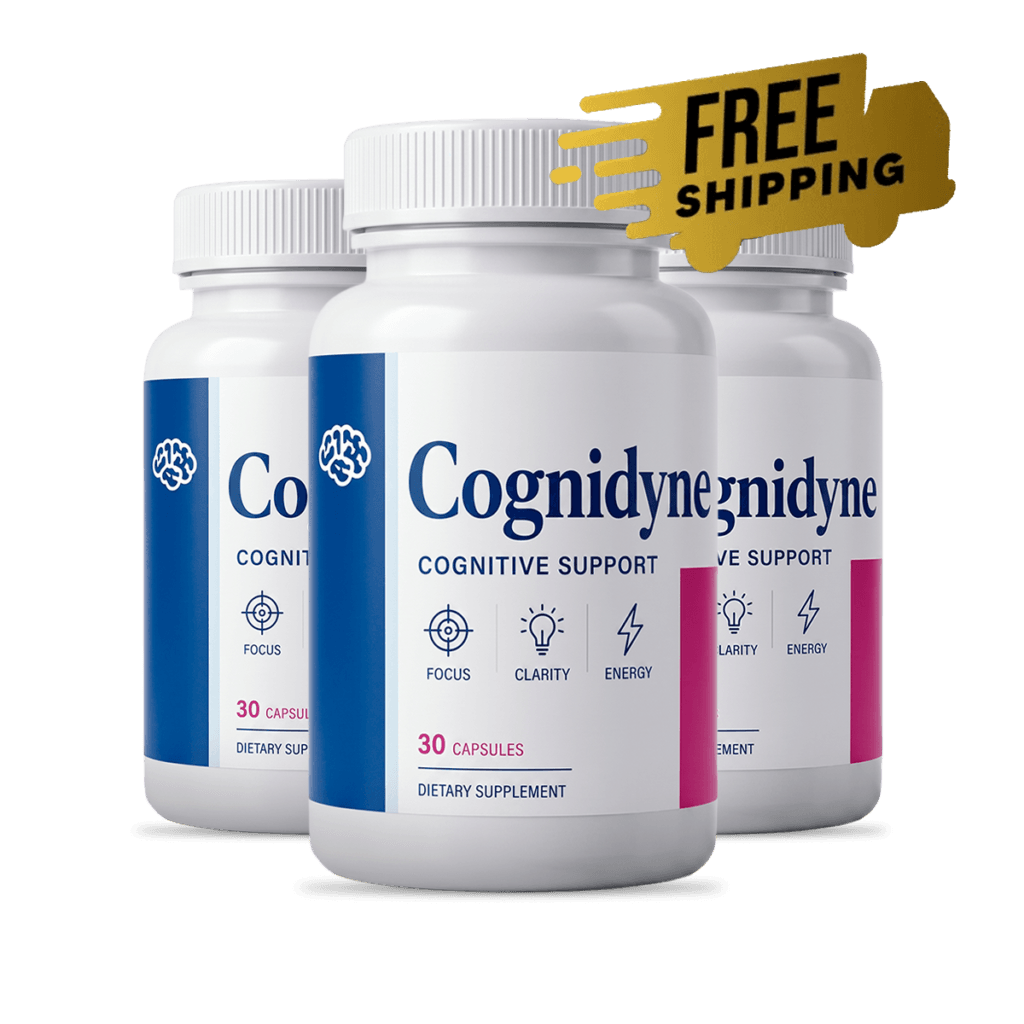 Three bottles of Cognidyne cognitive support supplement