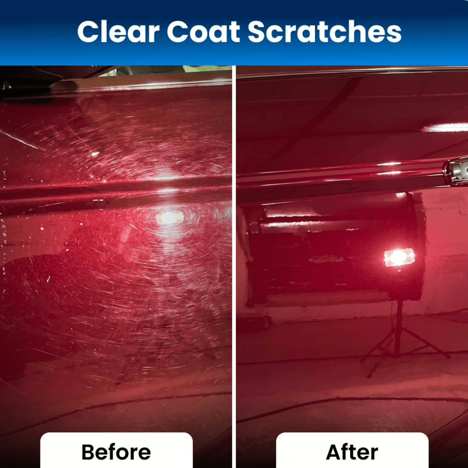 car hood surface rust spots before and after treatment, surface rust and water spot staining on blue