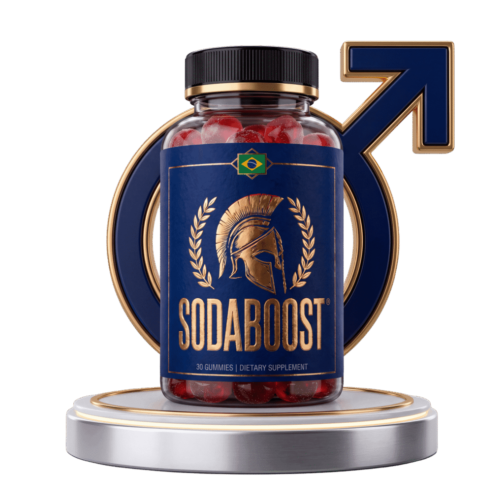 Photorealistic product shot of a single clear supplement bottle of red-orange gummy candies with a n
