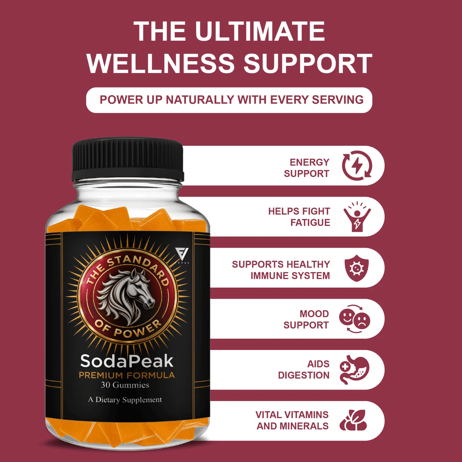 Two bottles of Soda Peak Gummies supplement side by side comparison shot, dark green and gold label,