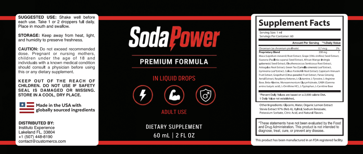 Close-up of a single SodaPower bottle