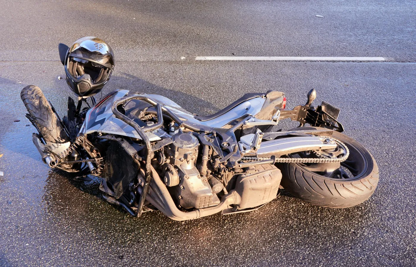 motocykl po wypadku