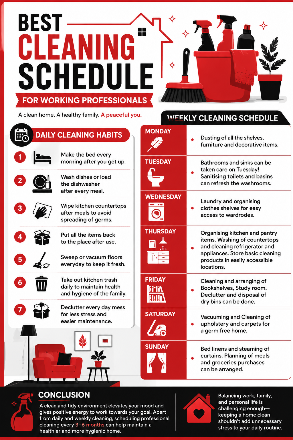 Best Cleaning Schedule for Working Professionals | Easy Weekly Home ...