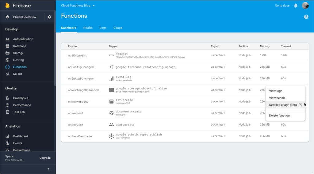 Các Cloud Functions được viết trên Firebase