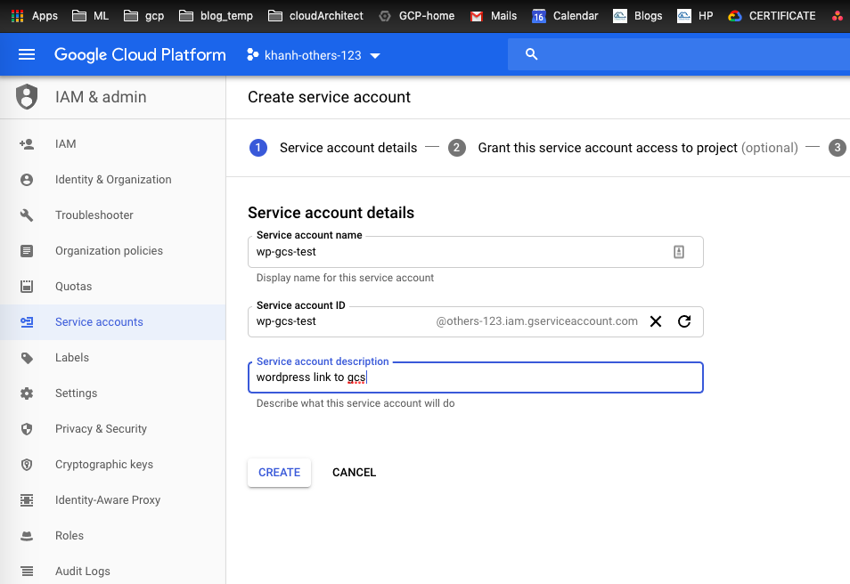 GCP: Create Service Account