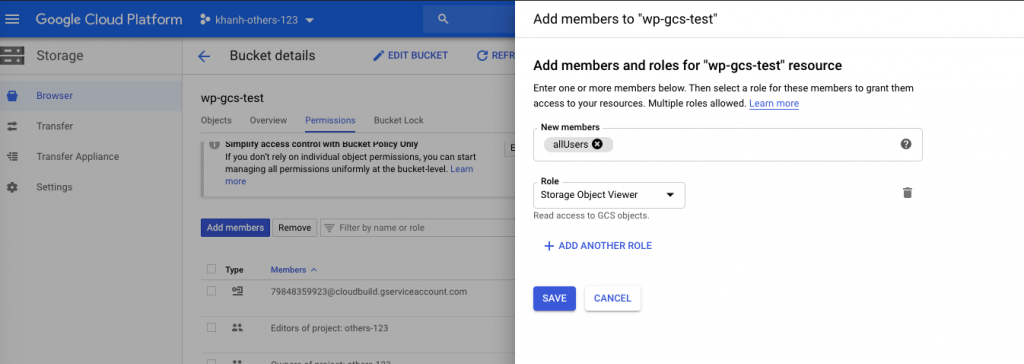 GCP: Create bucket of Google Cloud Storage