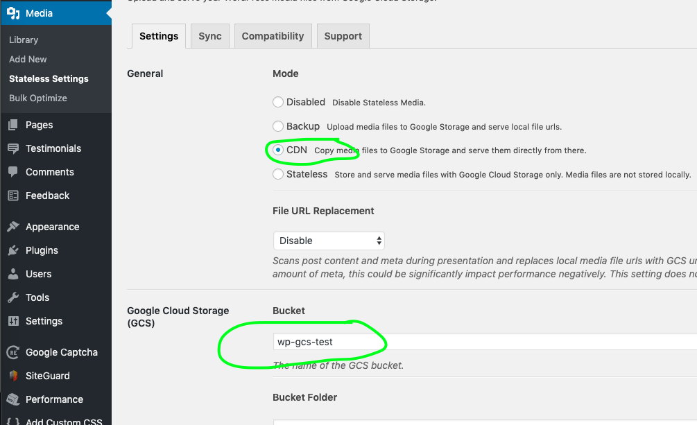 WordPress: Setting WP-Stateless