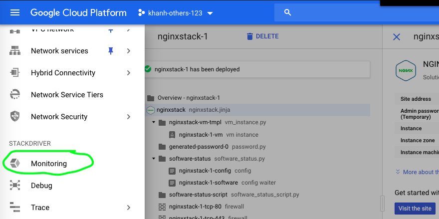 GCP: Select Stackdriver Monitoring