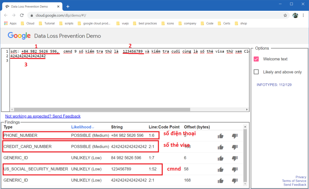 demo về Cloud Data Loss Prevention