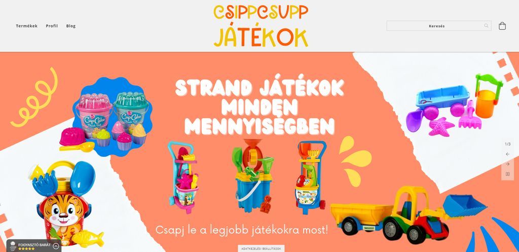 Játék CsippCsupp webáruház készítése