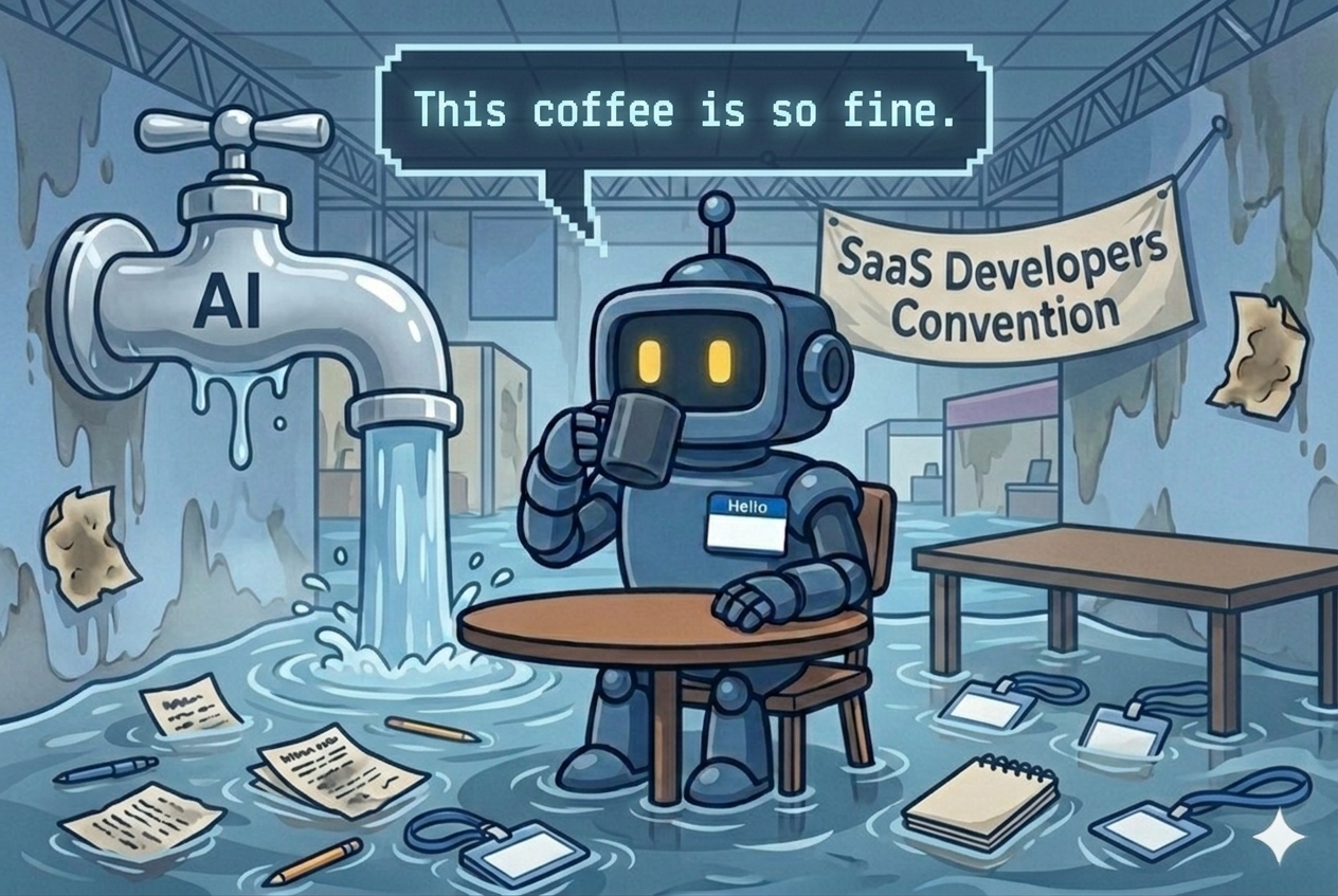 Validibot robot at a SaaS convention in 2026. Good fun!