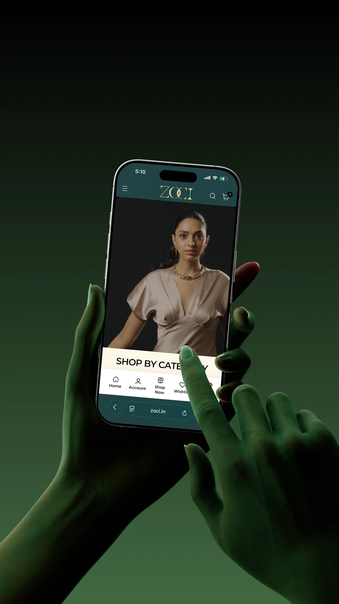 Zoci storefront homepage