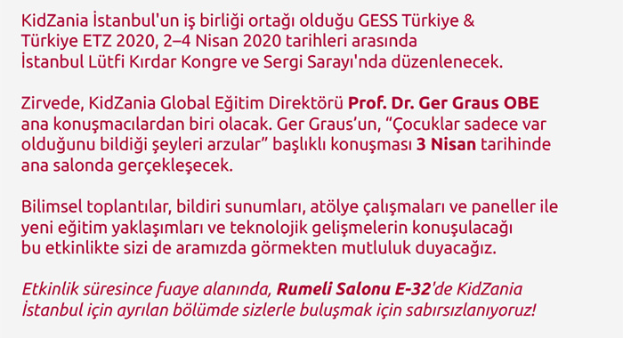 GESS Türkiye ve Türkiye ETZ, 2-4 Nisan 2020 tarihleri arasında İstanbul Lütfü Kırdar Kongre ve Sergi Sarayı’nda düzenlenecek.