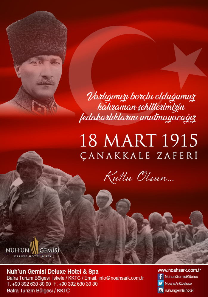 Varlığımızı borçlu olduğumuz kahraman şehitlerimizin fedakarlıklarını unutmayacağız. 18 MART 1915 ÇANAKKALE ZAFERİ Kutlu Olsun...