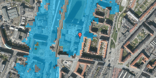 Oversvømmelsesrisiko fra vandløb på Borgmestervangen 13, 4. 5, 2200 København N