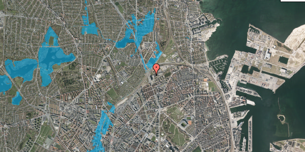 Oversvømmelsesrisiko fra vandløb på Hans Knudsens Plads 1A, 1. 4, 2100 København Ø