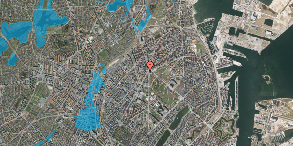 Oversvømmelsesrisiko fra vandløb på Jagtvej 167, 2100 København Ø