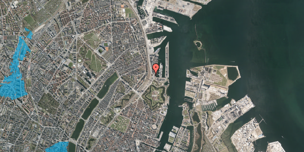 Oversvømmelsesrisiko fra vandløb på Kalkbrænderihavnsgade 3, 2100 København Ø