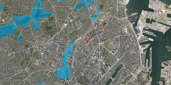 Oversvømmelsesrisiko fra vandløb på Vermundsgade 38C, 3. , 2100 København Ø