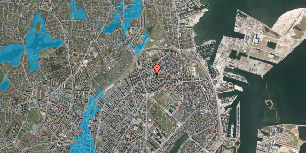 Oversvømmelsesrisiko fra vandløb på Sankt Kjelds Plads 8, 2100 København Ø