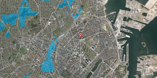 Oversvømmelsesrisiko fra vandløb på Aldersrogade 6C, 2. , 2100 København Ø
