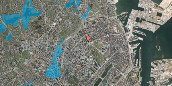Oversvømmelsesrisiko fra vandløb på Aldersrogade 11, st. th, 2100 København Ø