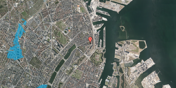 Oversvømmelsesrisiko fra vandløb på Arendalsgade 8, st. tv, 2100 København Ø