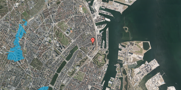 Oversvømmelsesrisiko fra vandløb på Arendalsgade 8, 2. tv, 2100 København Ø