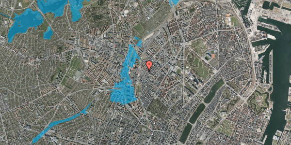 Oversvømmelsesrisiko fra vandløb på Baldersgade 9, 1. mf, 2200 København N